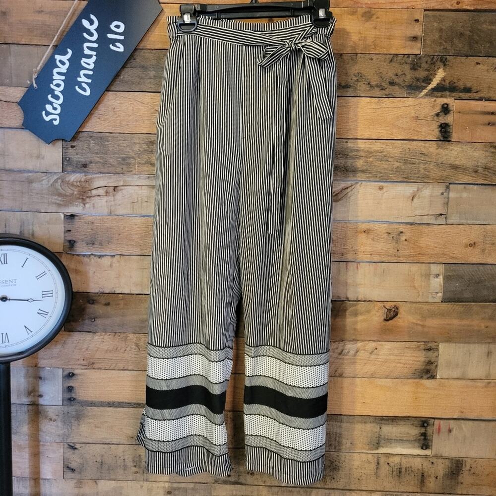 Angie women's black and cream stripped palazzo pants size small